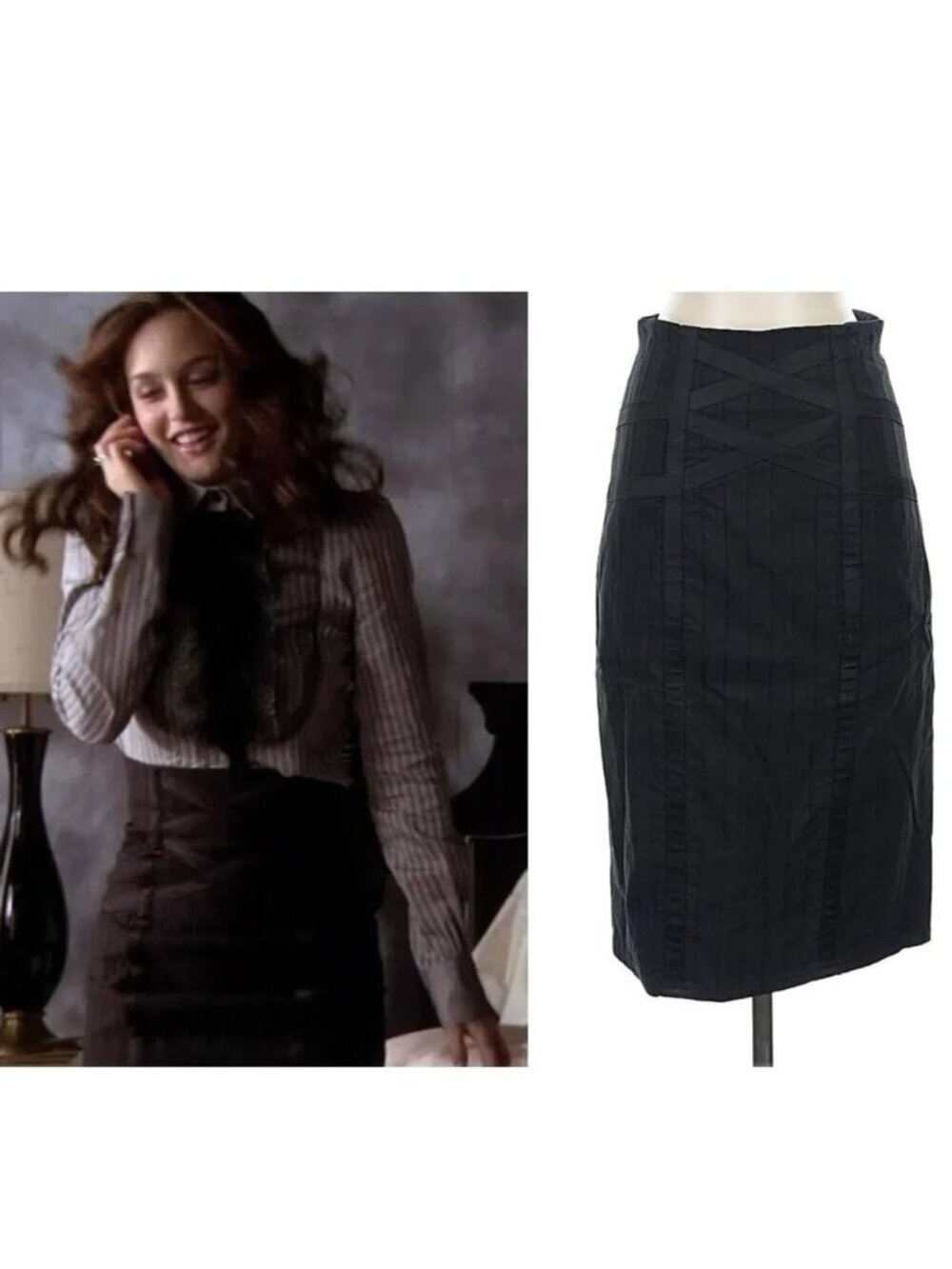 ASO BLAIR WALDORF LEIGHTON MEESTER GOSSIP GIRL Ribbon Corset Skirt LUXURY RARE